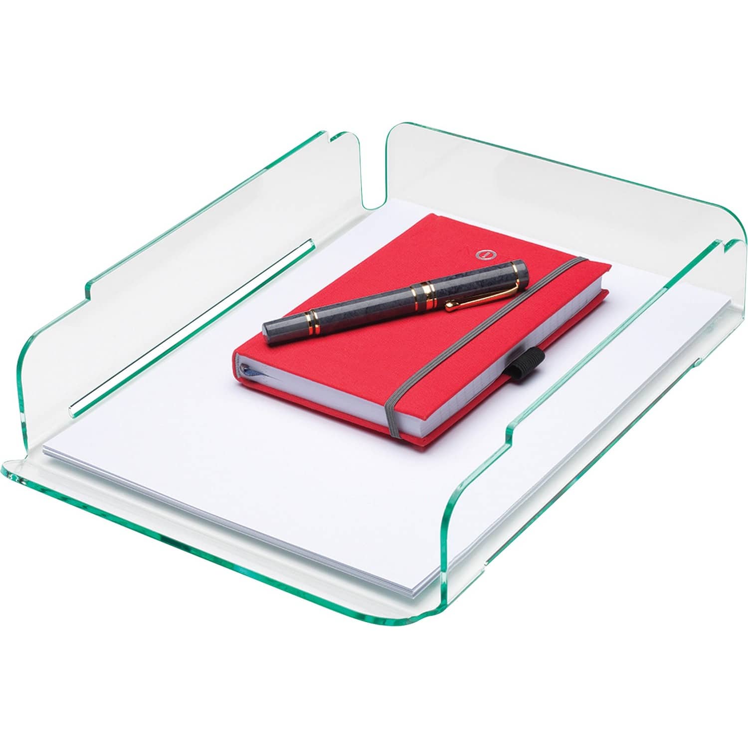 Lorell - Single Stacking Document Tray Desktop Durable Lightweight Non skid Stackable Green Acrylic - Clear price history on PriceWatchPro