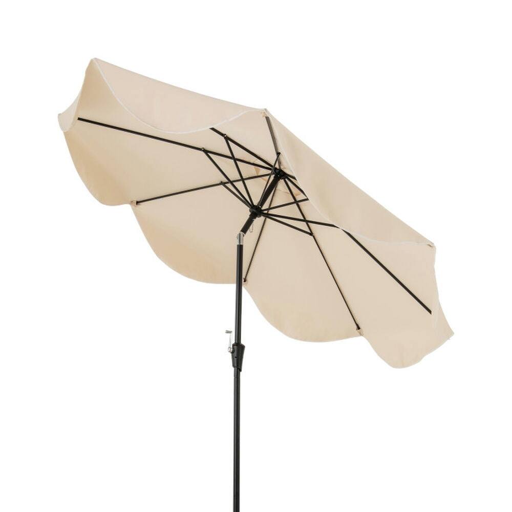 Front. Pefilos - 9 FT Patio Umbrella with Crank Handle and Push Button Tilt-Beige, Outdoor Table Umbrella, Yard Umbrella, Market Umbrella - Beige.