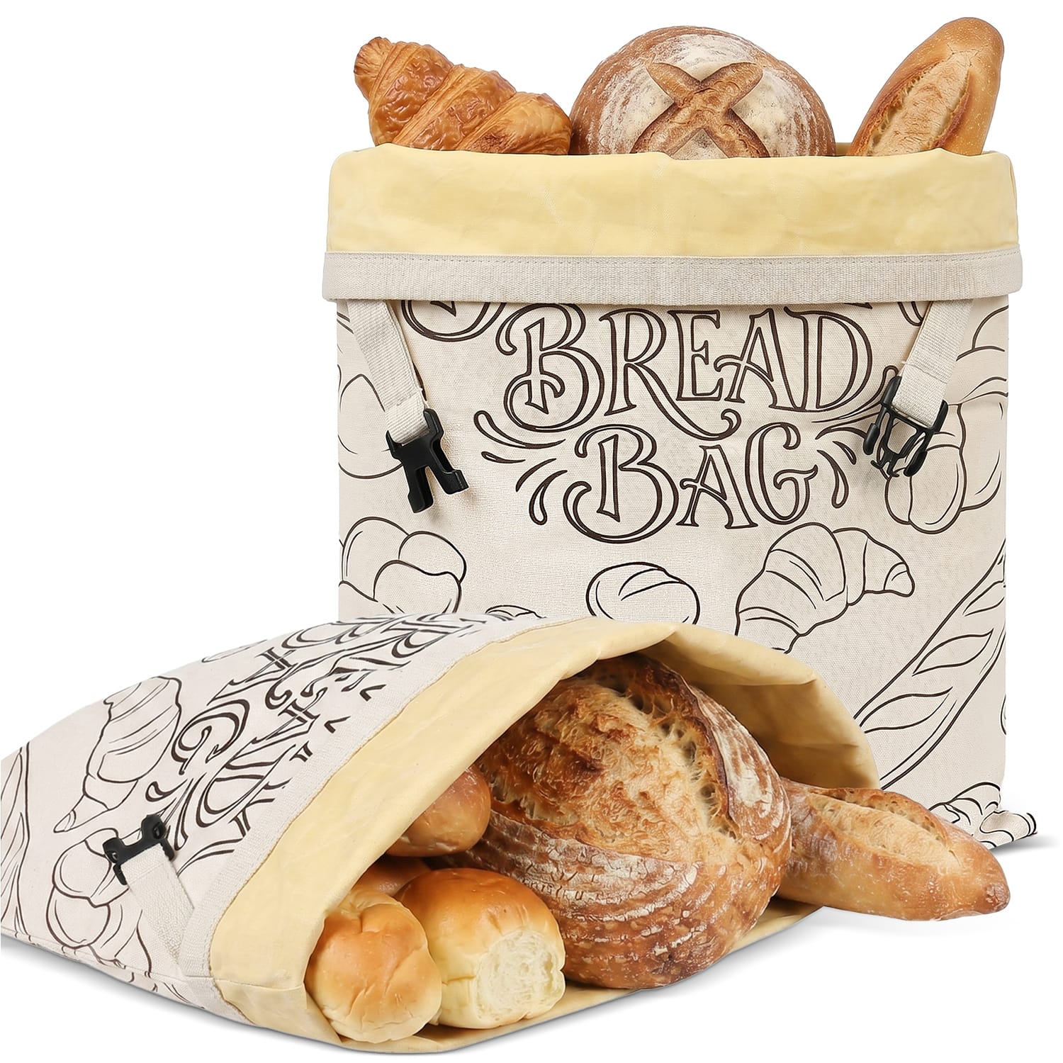 "Garnen - 1x Beeswax Bread Bags For Homemade Bread Sourdough 13""x17"", Reusable Bread Bag, Washable Wax Cloth for Bread with Buckle - Beige" price history on PriceWatchPro