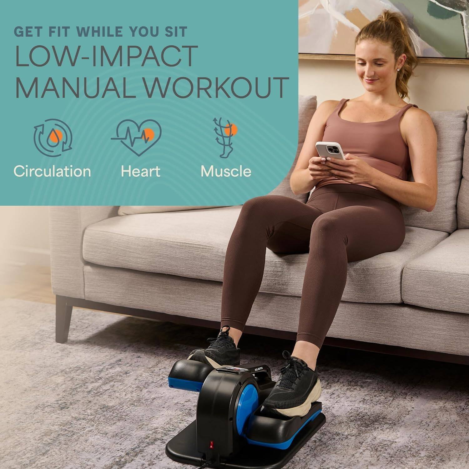 GET FIT WHILE YOU SIT  
LOW-IMPACT MANUAL WORKOUT  

Circulation  
Heart  
Muscle