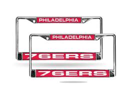 Rico Industries - Philadelphia 76ers NBA Chrome Metal Laser Cut License Plate Frame - Set of 2 Frames - Multi