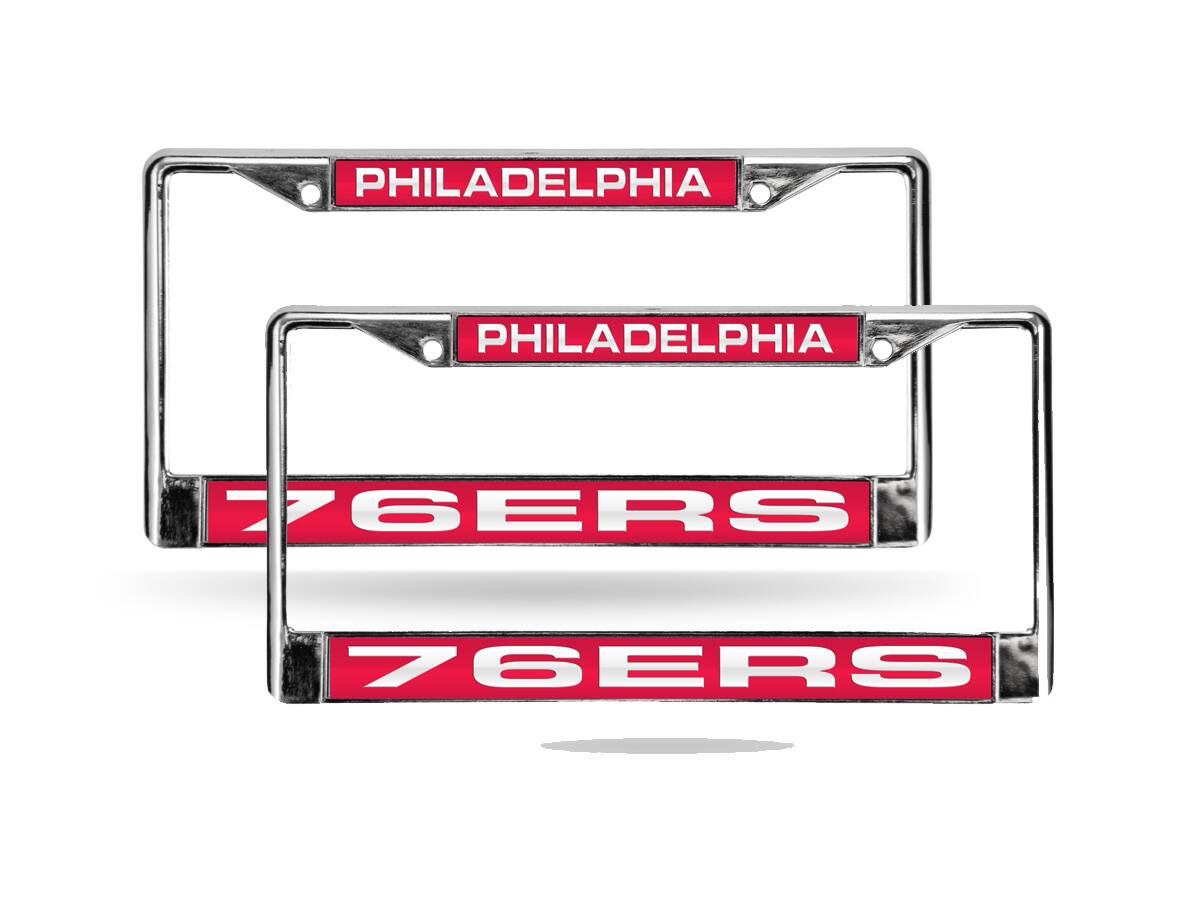 Philadelphia 76ers NBA Chrome Metal Laser Cut License Plate Frame - Set of 2 Frames