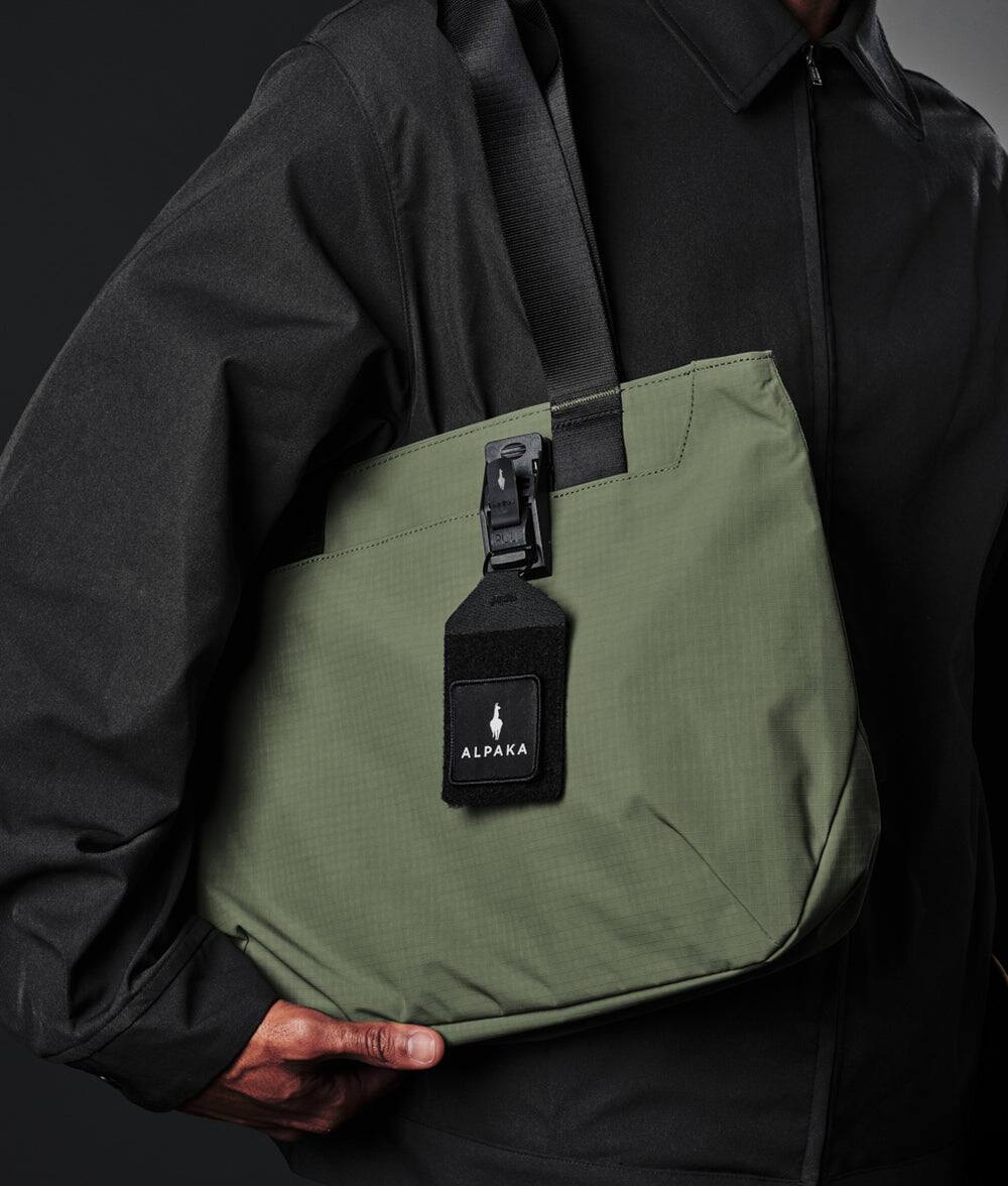 Back. ALPAKA - Elements Tote 9L Small Tote Bag for 11" Devices - Green Axoflux 210D.