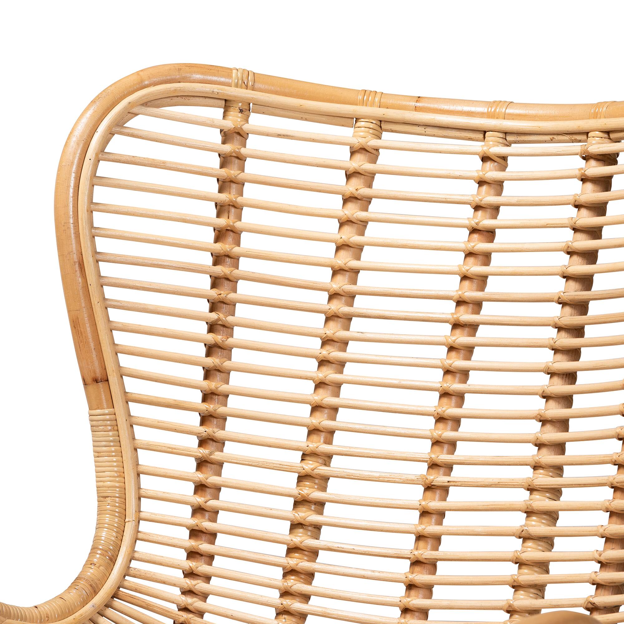 Alt View 1. bali & pari - Colorado Modern Bohemian Rattan and Metal Accent Chair - Natural Brown.