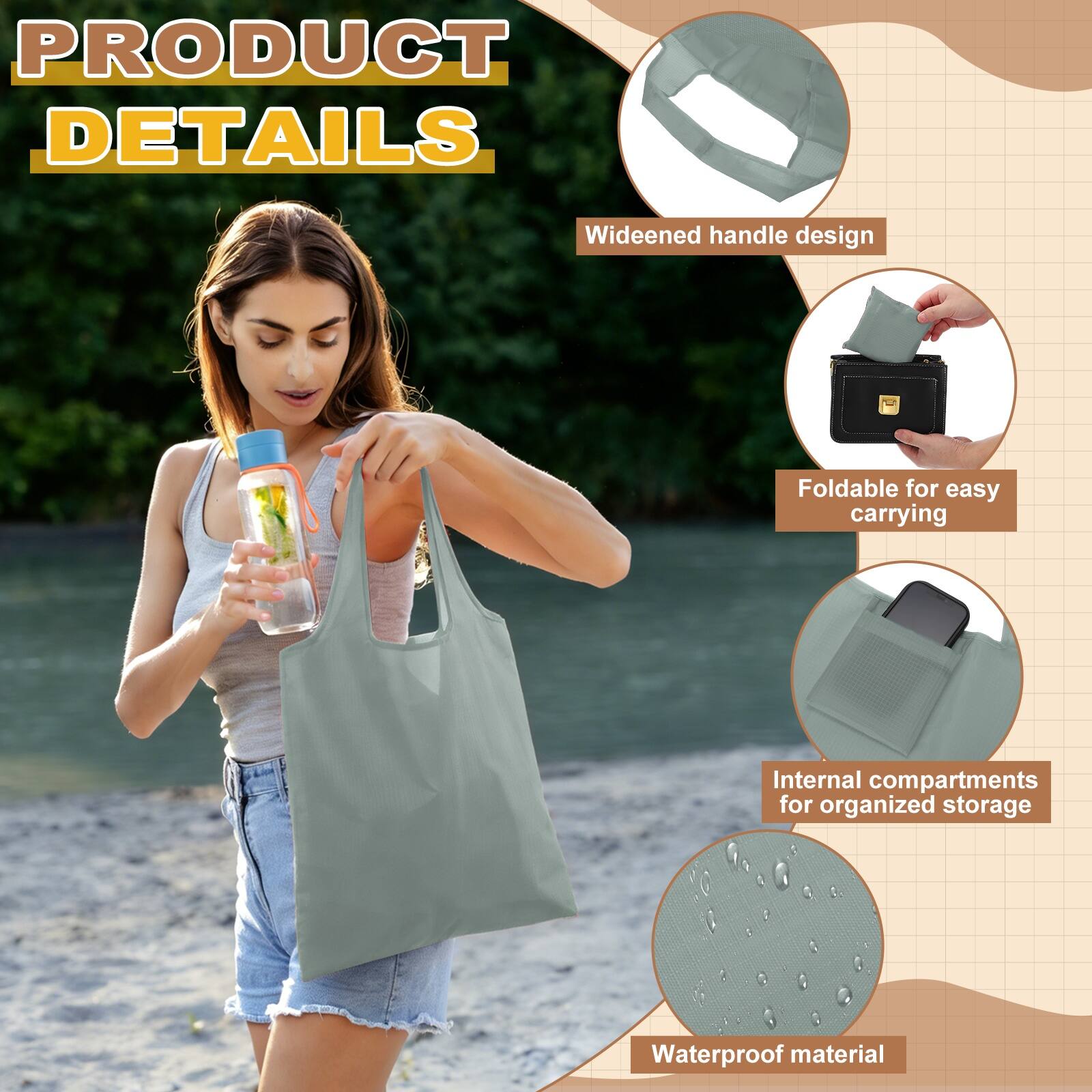 PRODUCT DETAILS

- Wideened handle design
- Foldable for easy carrying
- Internal compartments for organized storage
- Waterproof material