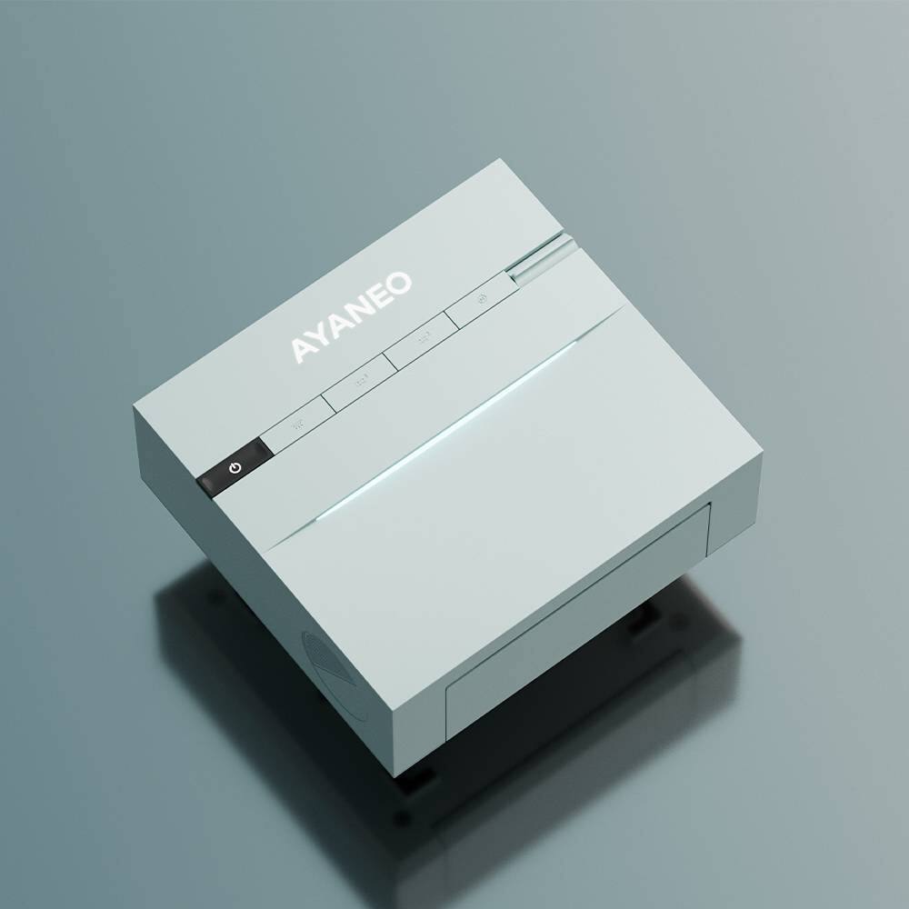 Left. Ayaneo - AM03 Mini PC desktop – Intel Core i9-12900H, 16GB RAM, 512GB SSD - Cyan Sky.