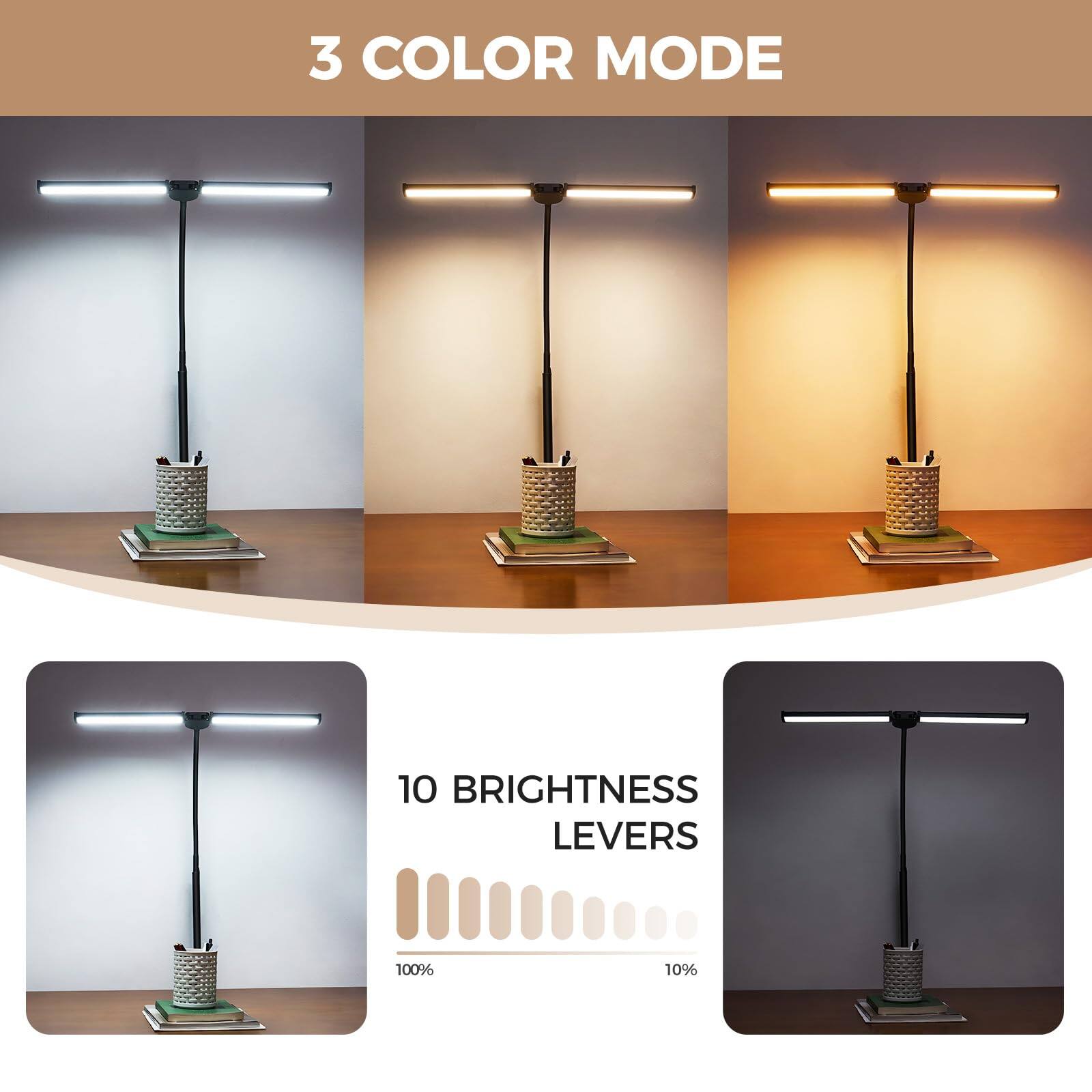 3 COLOR MODE

10 BRIGHTNESS LEVERS

100% 10%