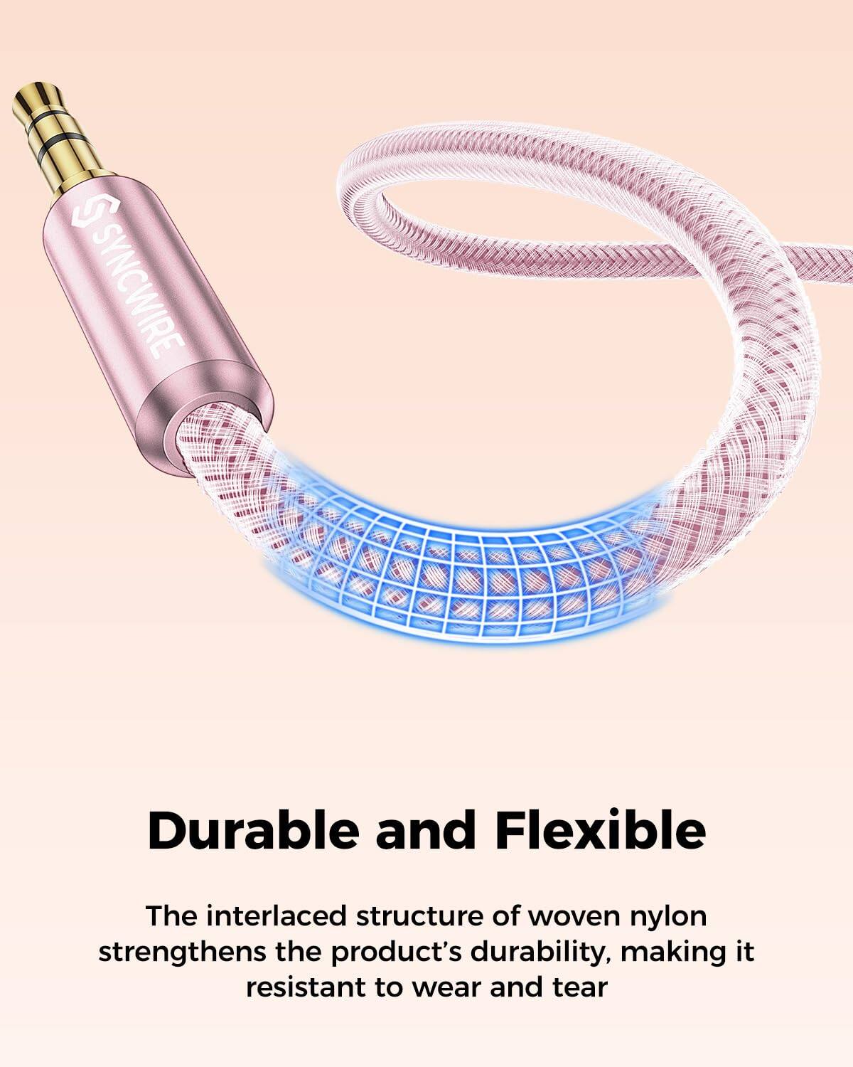SYNCWIRE

Durable and Flexible

The interlaced structure of woven nylon strengthens the product's durability, making it resistant to wear and tear