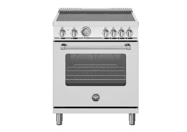 Front. Bertazzoni - 30" Master Series range - Electric oven - 4 ceran heating zones - Stainless Steel.