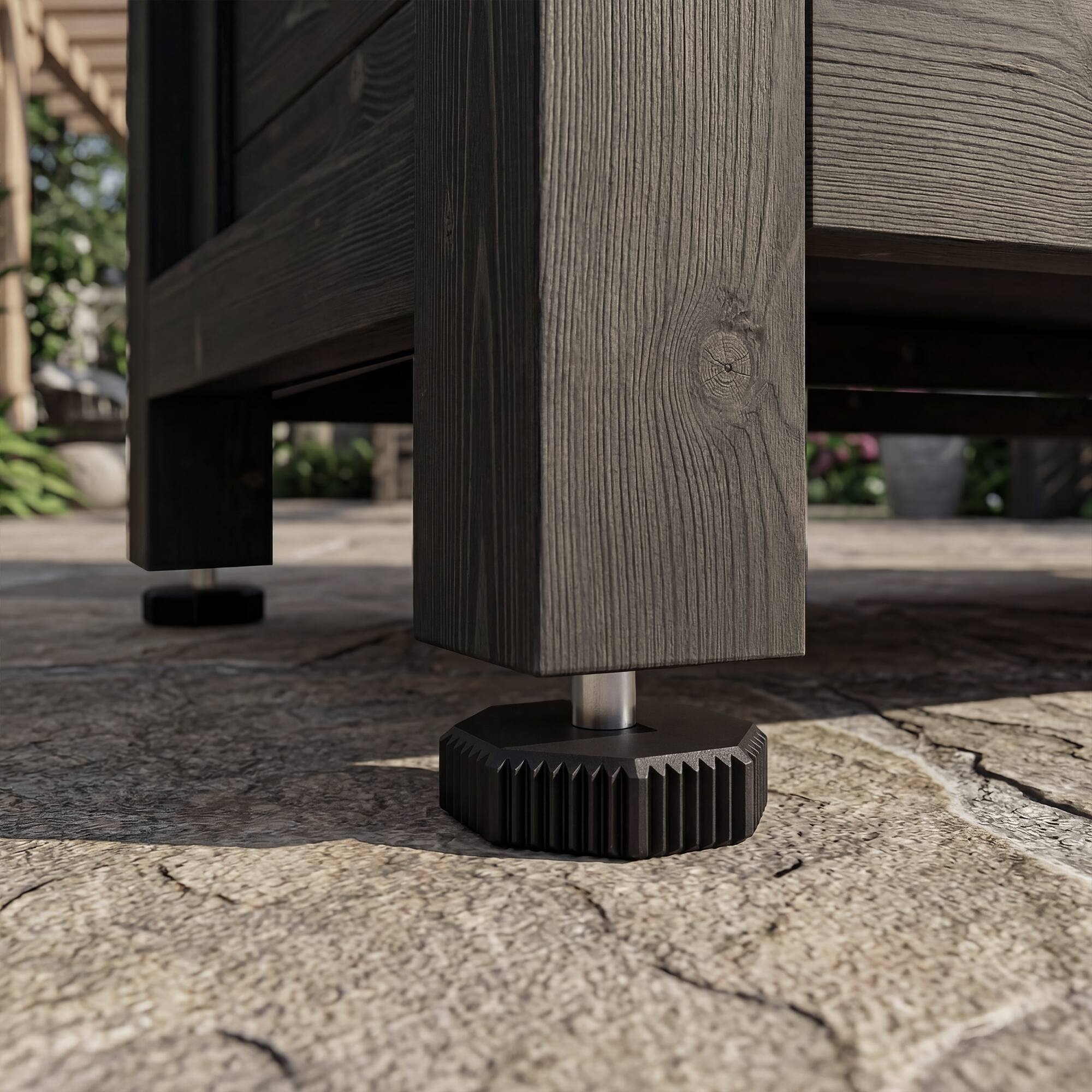 Alt View 1. Famapy - Modular Solid Cedar Outdoor Kitchen Cabinets - All-Weather Storage with Stainless Steel Top for Patio, Grill Station - Carbon Black.