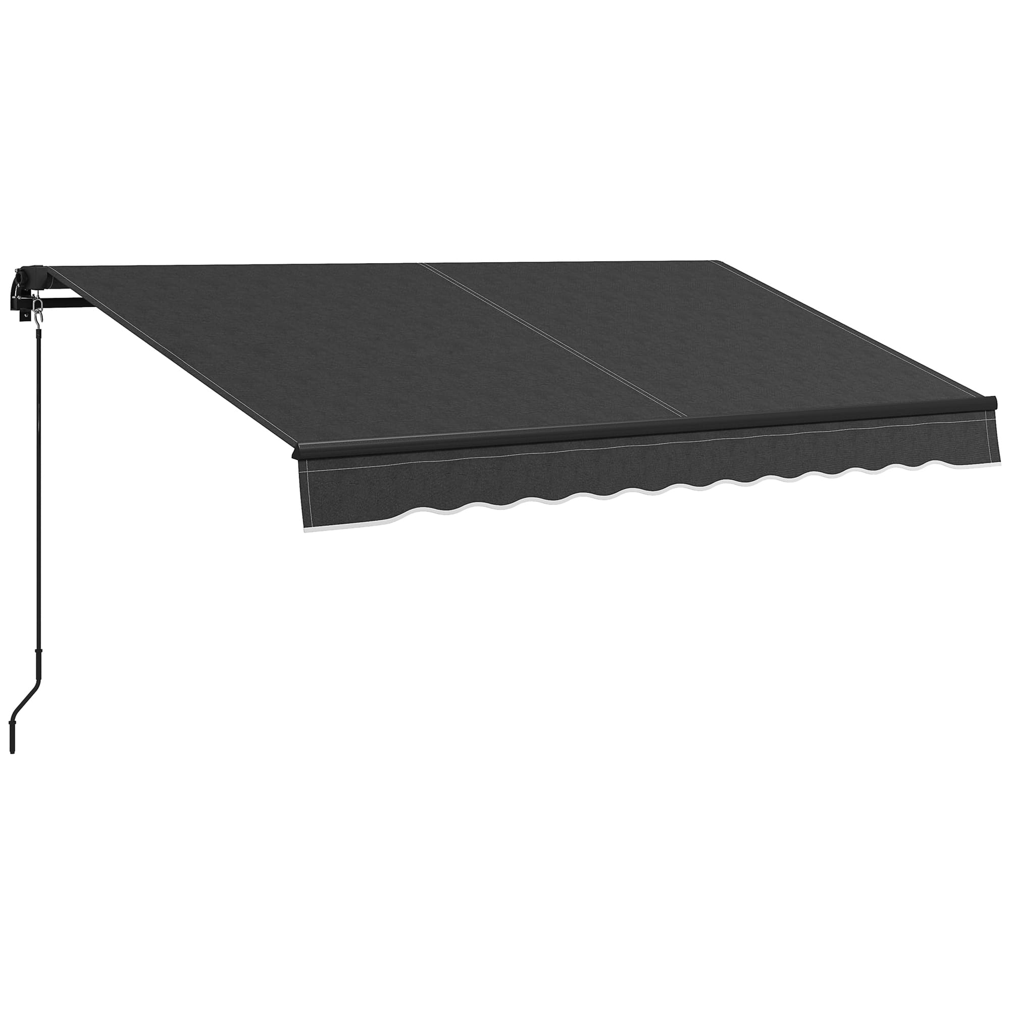Outsunny - 10' x 8' Retractable Awning, Patio Awning Sunshade Shelter with Manual Crank Handle, 280gsm UV Resistant Fabric - Dark Gray