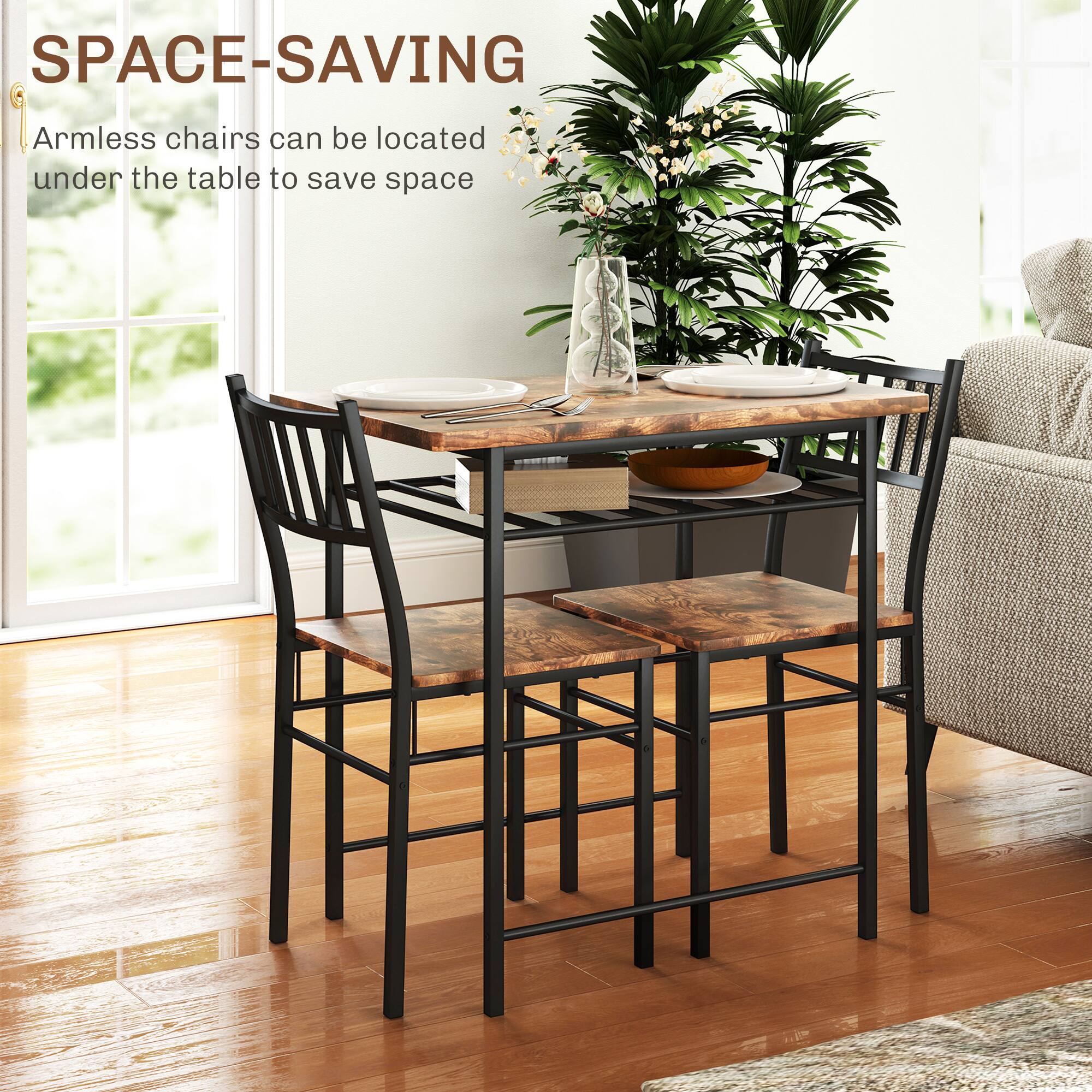 SPACE-SAVING
Armless chairs can be located under the table to save space