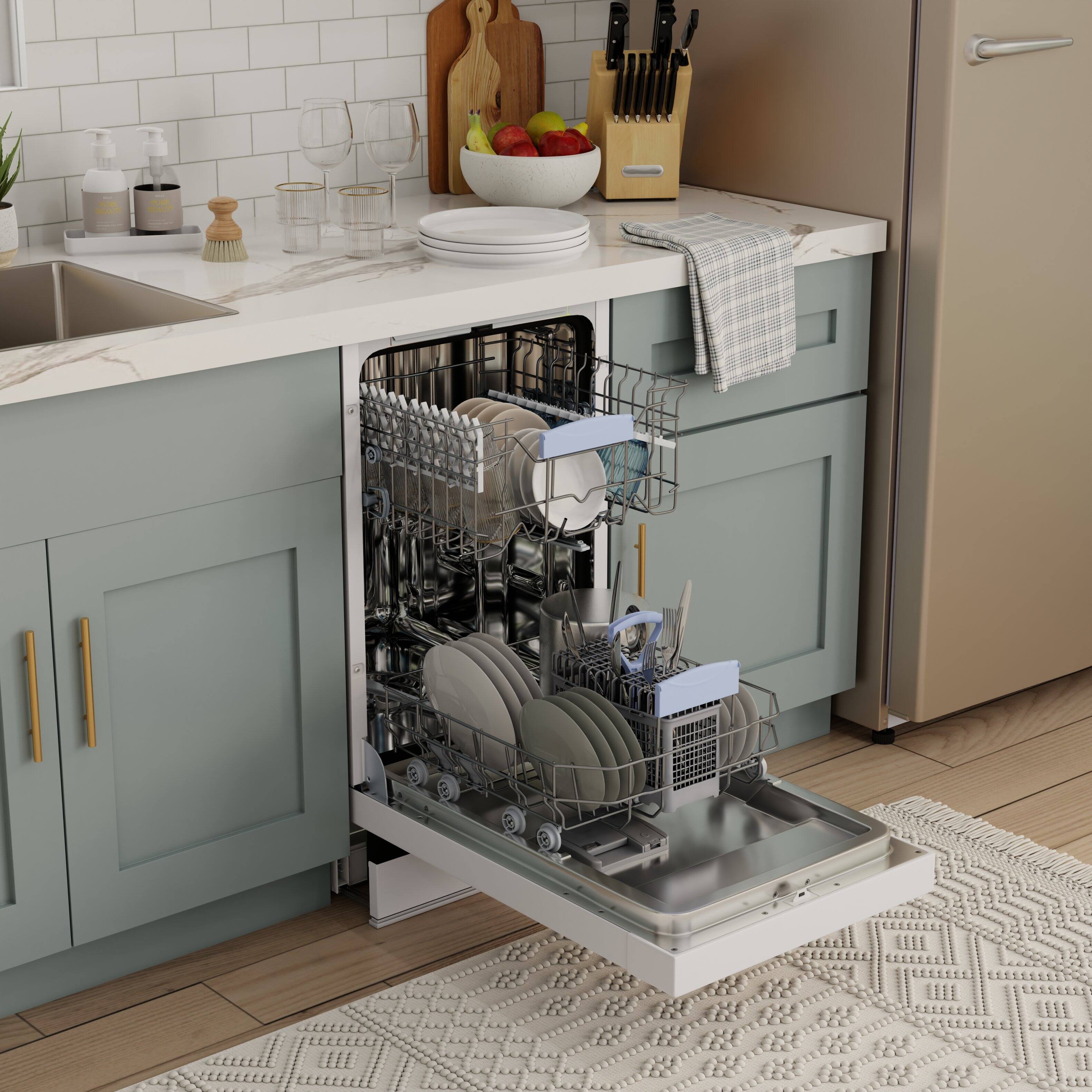 Alt View 9. Equator - Equator 18" Built-In Dishwasher Front Control 10 place+Wine Rack 3.4g Sanitize Super Dry 51 dB 110V Energy Star - White.