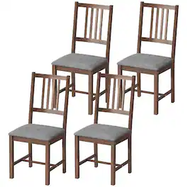 Homcom - of 4 Dining Chairs, Upholstered Dining Room Chairs with Rubberwood Legs for Kitchen - Gray