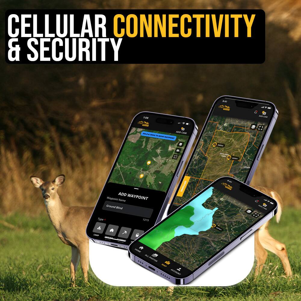 CELLULAR CONNECTIVITY & SECURITY

ADD WAYPOINT
Waypoint Name: Ground blind
Type: CAMP

ADD CAM

ALL PHOTOS

MAP

ACCOUNT