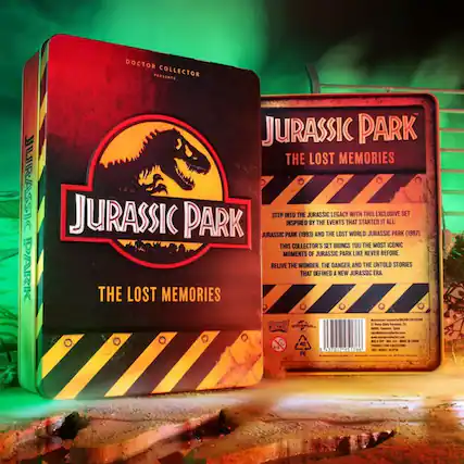 DOCTOR COLLECTOR PRESENTS JURASSIC PARK THE LOST MEMORIES
STEP INTO THE JURASSIC LEGACY WITH THIS EXCLUSIVE SET INSPIRED BY THE EVENTS THAT STARTED IT ALL: JURASSIC PARK (1993) AND THE LOST WORLD: JURASSIC PARK (1997). THIS COLLECTOR'S SET BRINGS YOU THE MOST ICONIC MOMENTS OF JURASSIC PARK LIKE NEVER BEFORE. RELIVE THE WONDER, THE DANGER, AND THE UNTOLD STORIES THAT DEFINED A NEW JURASSIC ERA.
UNIVERSAL 40 FE E 174177 551246