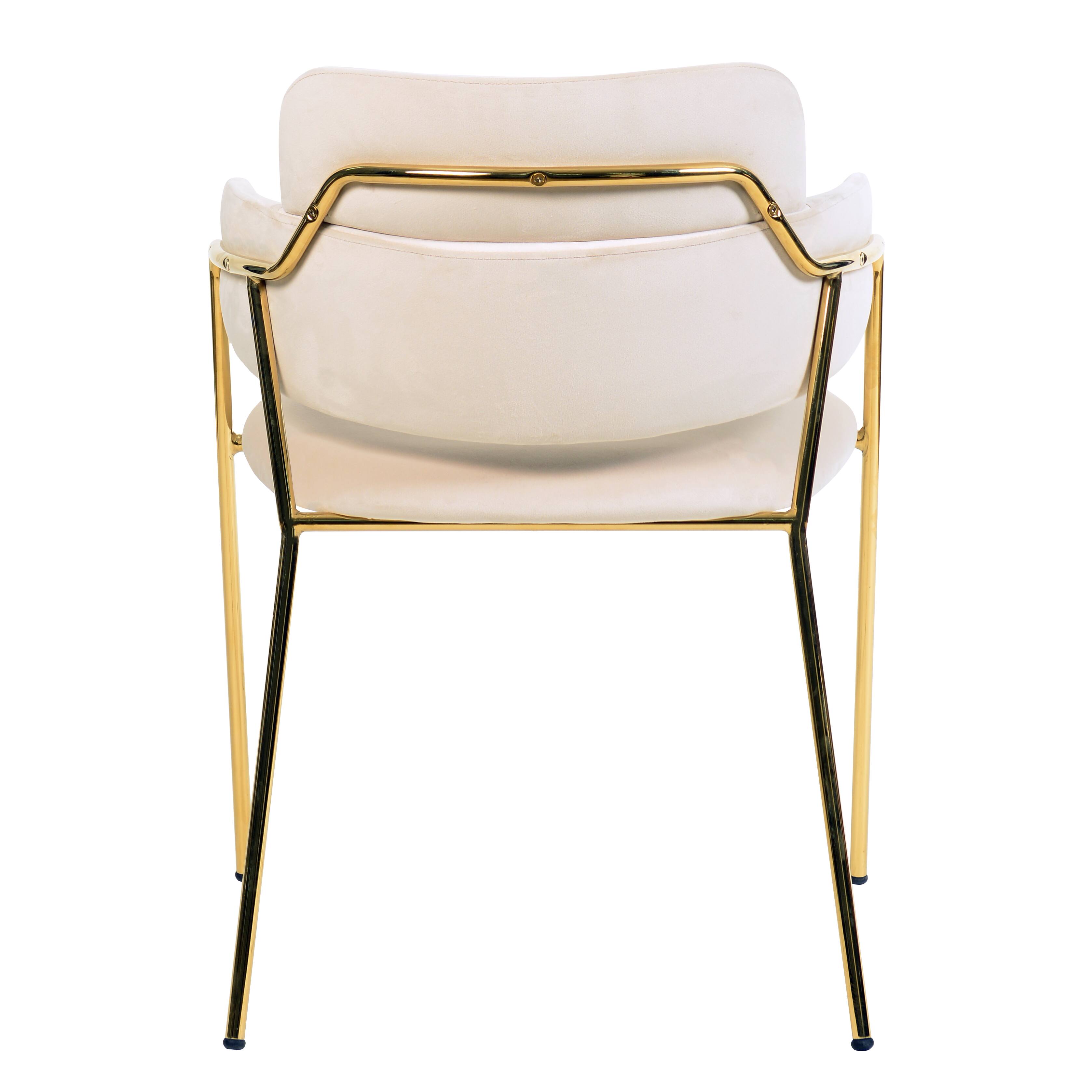 Alt View 4. LeisureMod - Axis 4-PCS Elegant Dining Chair with Sturdy Stainless Steel Frame & Protective Floor Glides - Beige.