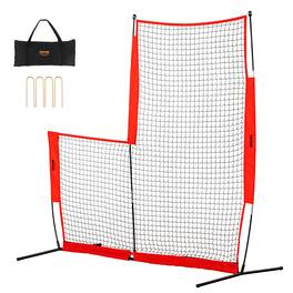 VEVOR - L Screen Baseball for Batting Cage, 7x7 ft Baseball & Softball Safety Screen, Body Protector Portable Batting Screen - Red