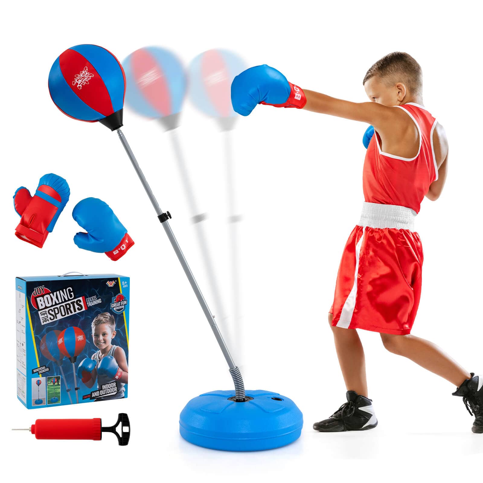 Costway - Boxing Punching Bag with Height Adjustable Stand Boxing Gloves Adults Blue - Navy price history on PriceWatchPro