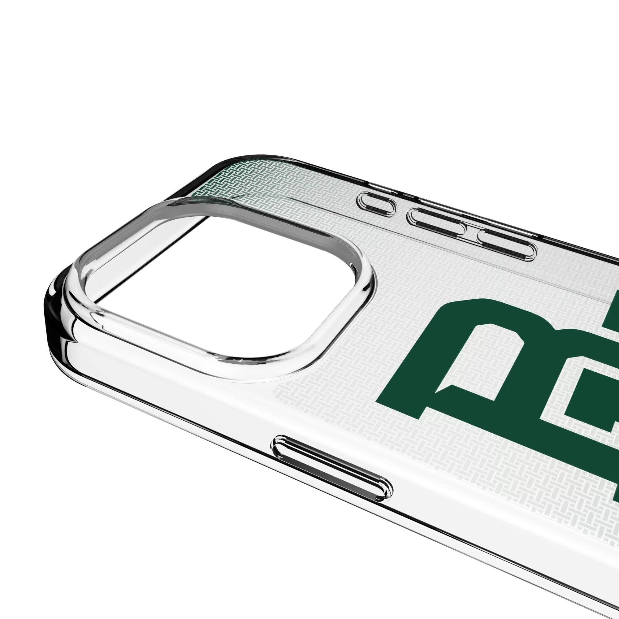 Alt View 2. Keyscaper - Baylor Bears Linen Logo iPhone Clear Case - 14 Pro - Multicolor.