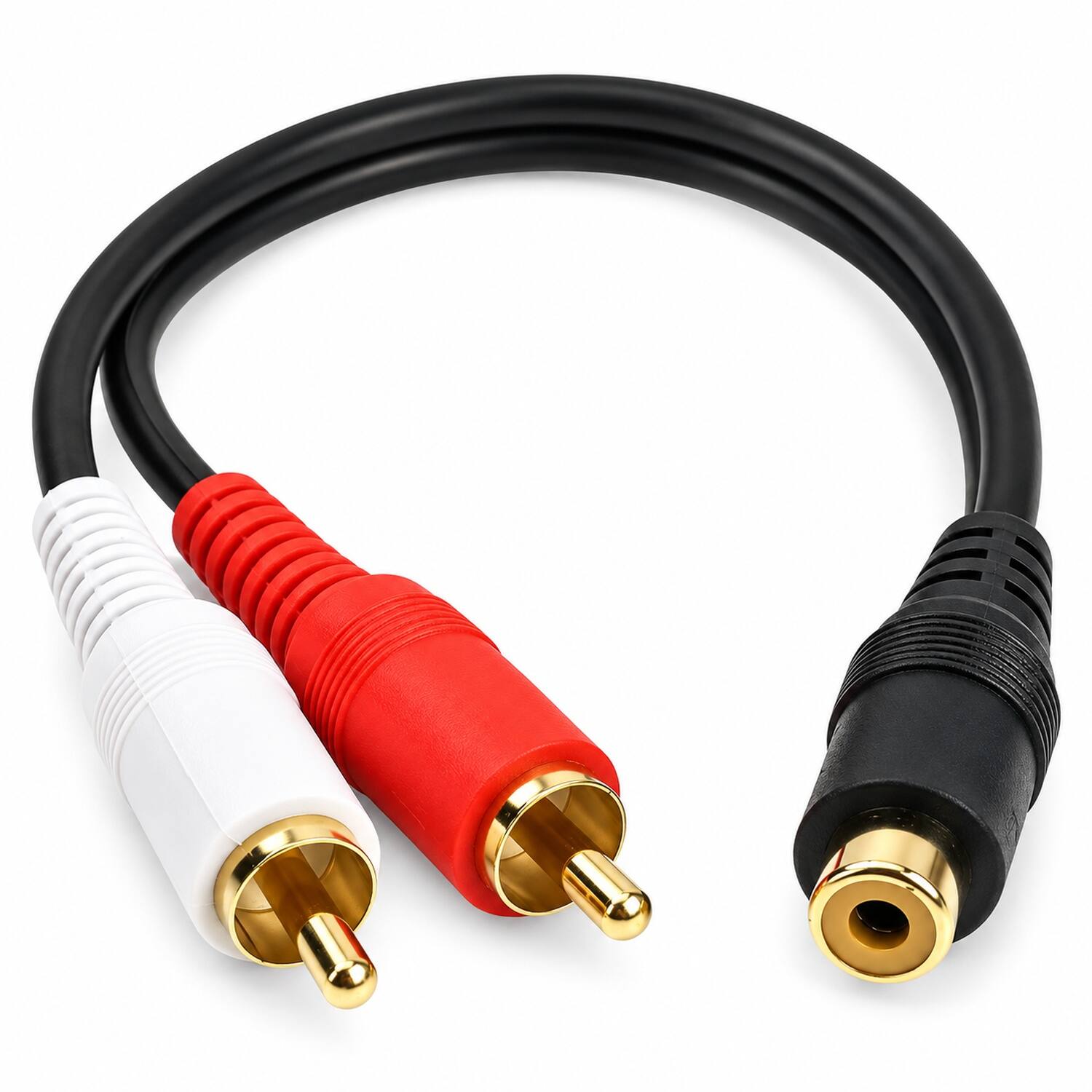 Front. Sanoxy - RCA Y Splitter 1 Female to 2 Male Cable Adapter, Plug and Play - Black.