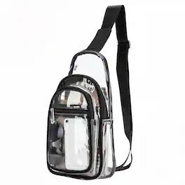 Garnen - Clear Crossbody Bags for Women, Shoulder Bag Sling Bag Fanny Packs, Adjustable Stadium See Through Bag 3 Pockets - Black