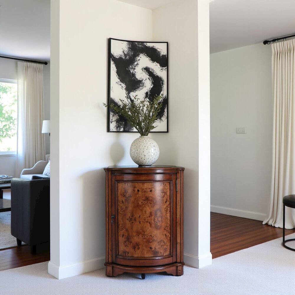 Back. Starlight Canyon Home - Medium Brown Small Corner Cabinet with Doors for Storage and Display - Medium Brown.