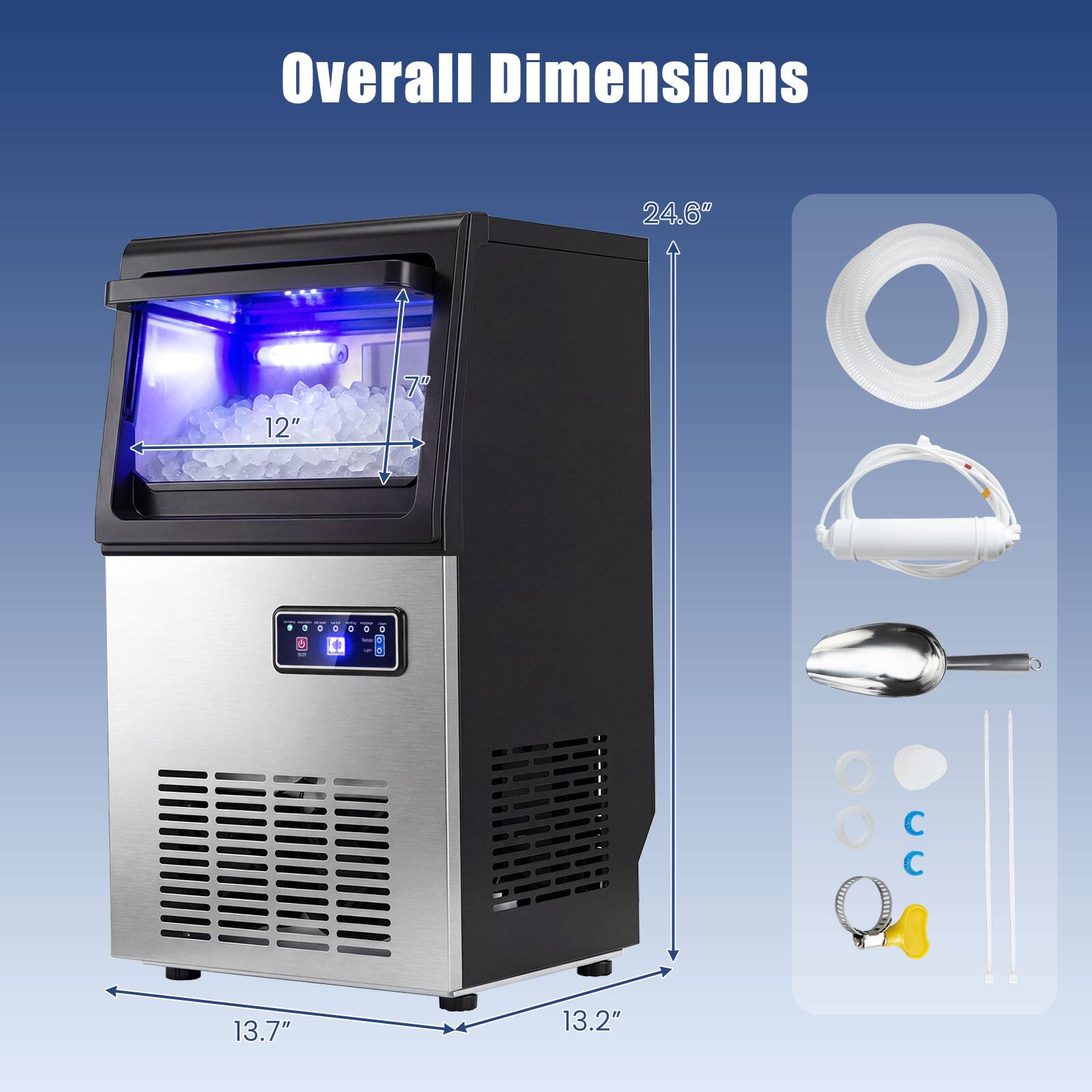 Overall Dimensions: 24.6" x 12" x 13.7" x 13.2"