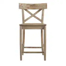 FurniFact - Acacia Metal Counter Height Stool with Back - Beach