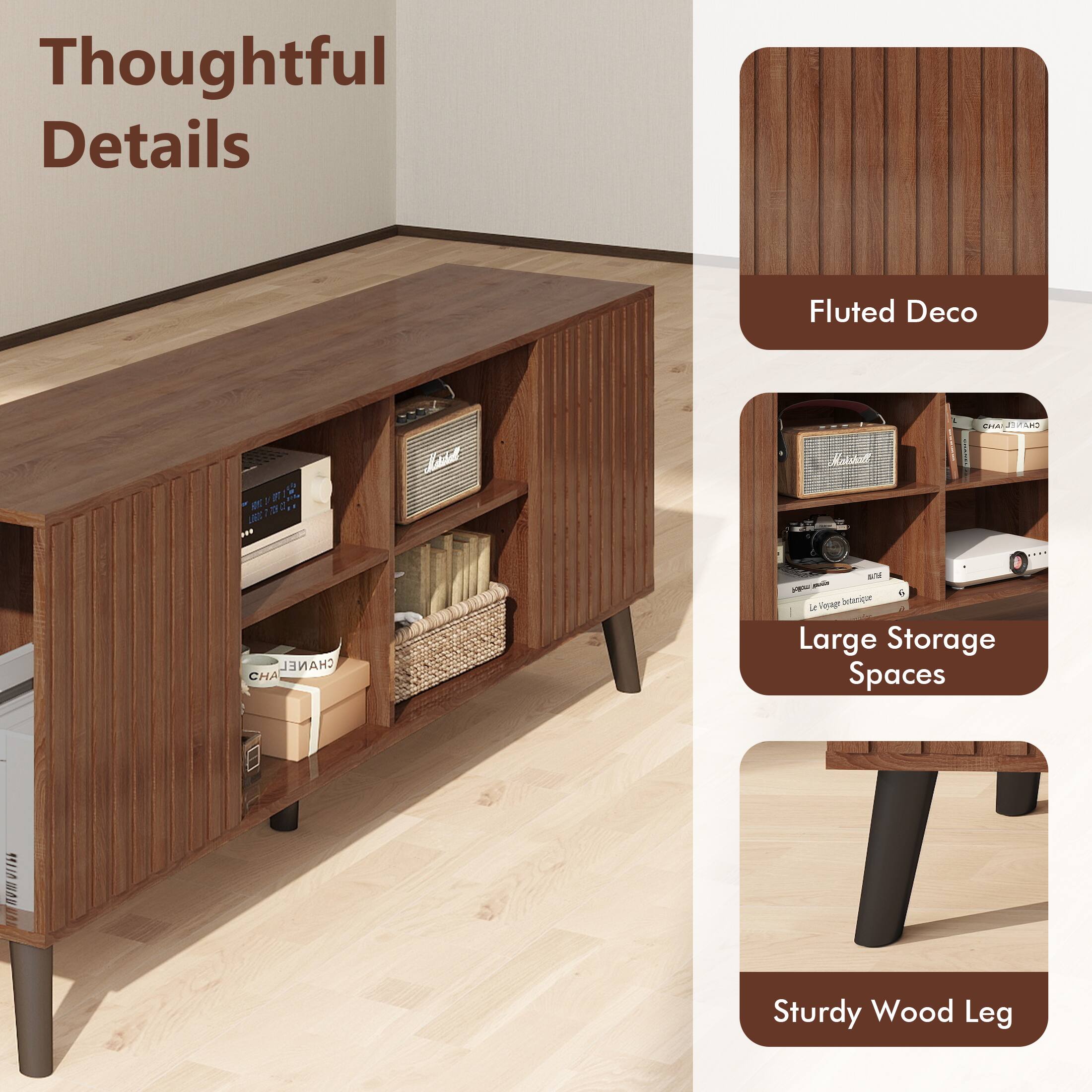 Thoughtful Details

Fluted Deco

Large Storage Spaces

Sturdy Wood Leg
