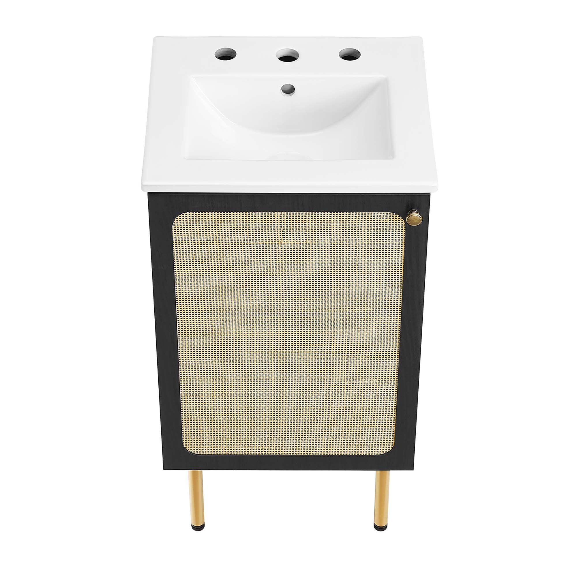 Alt View 10. Modway - Chaucer Bathroom Vanity with White Basin Included by Modway - Black White.