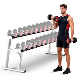 HARISON - DISCOVER HR-G3114 Commercial 2-Tier Dumbbell Rack for 10 Pairs, Carbon Steel Frame - White
