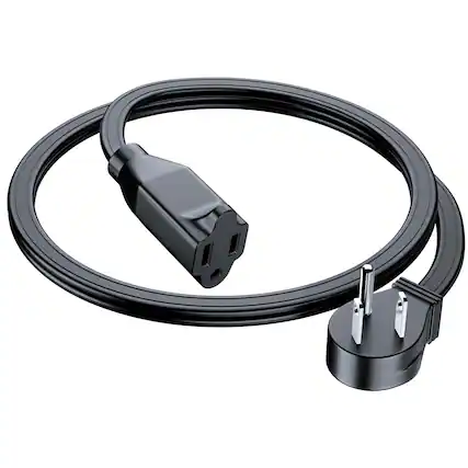 Front. Maximm - Extension Cord (1 ft) 1 Outlet Flat Wire, 3-Prong 45° Angled Flat Plug, 16 AWG Power Cord - UL Certified - Black.