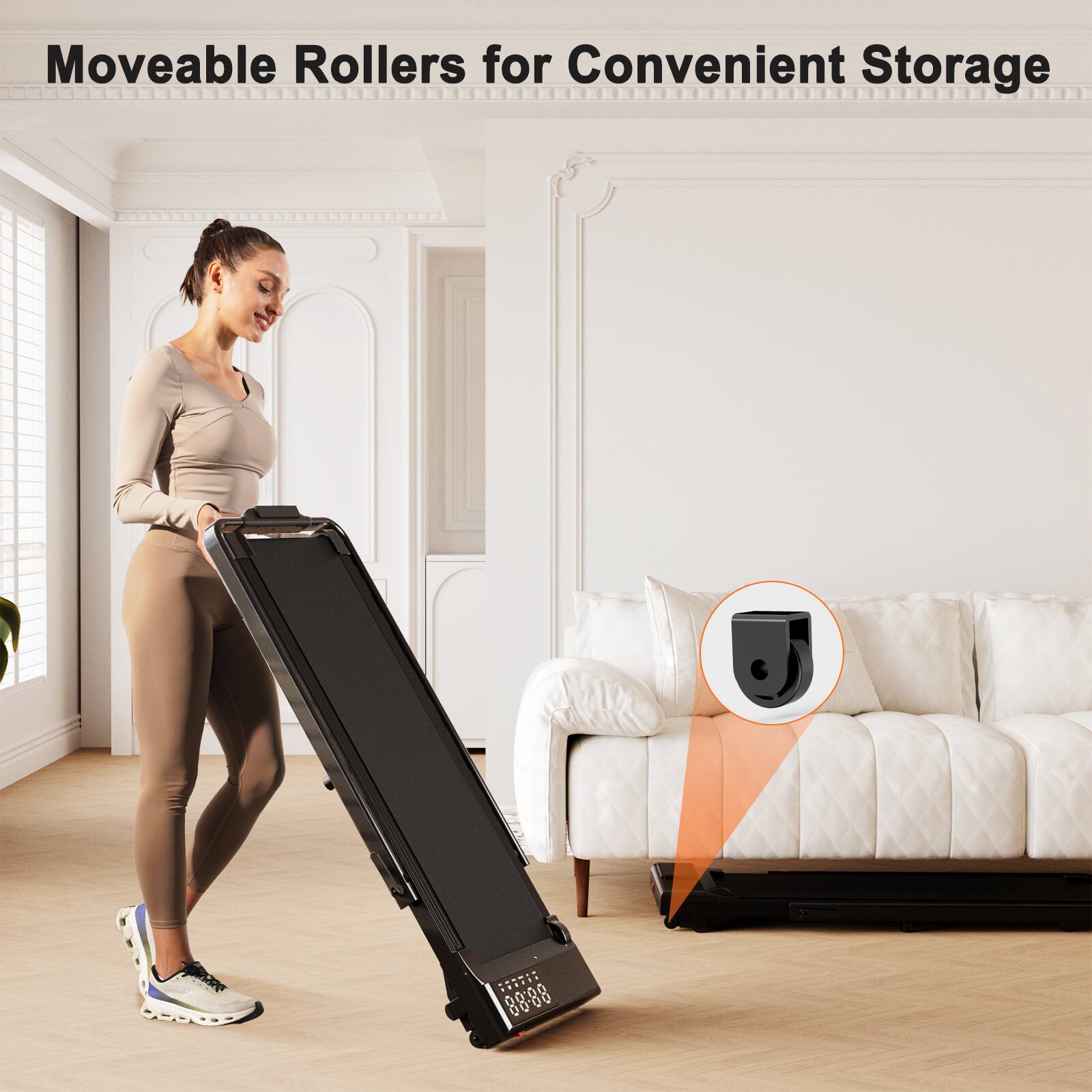 Moveable Rollers for Convenient Storage