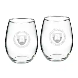 Jardine - Milton Academy Mustangs Team Design Two-Piece 21oz. Stemless Wine Glass Set - Multicolor