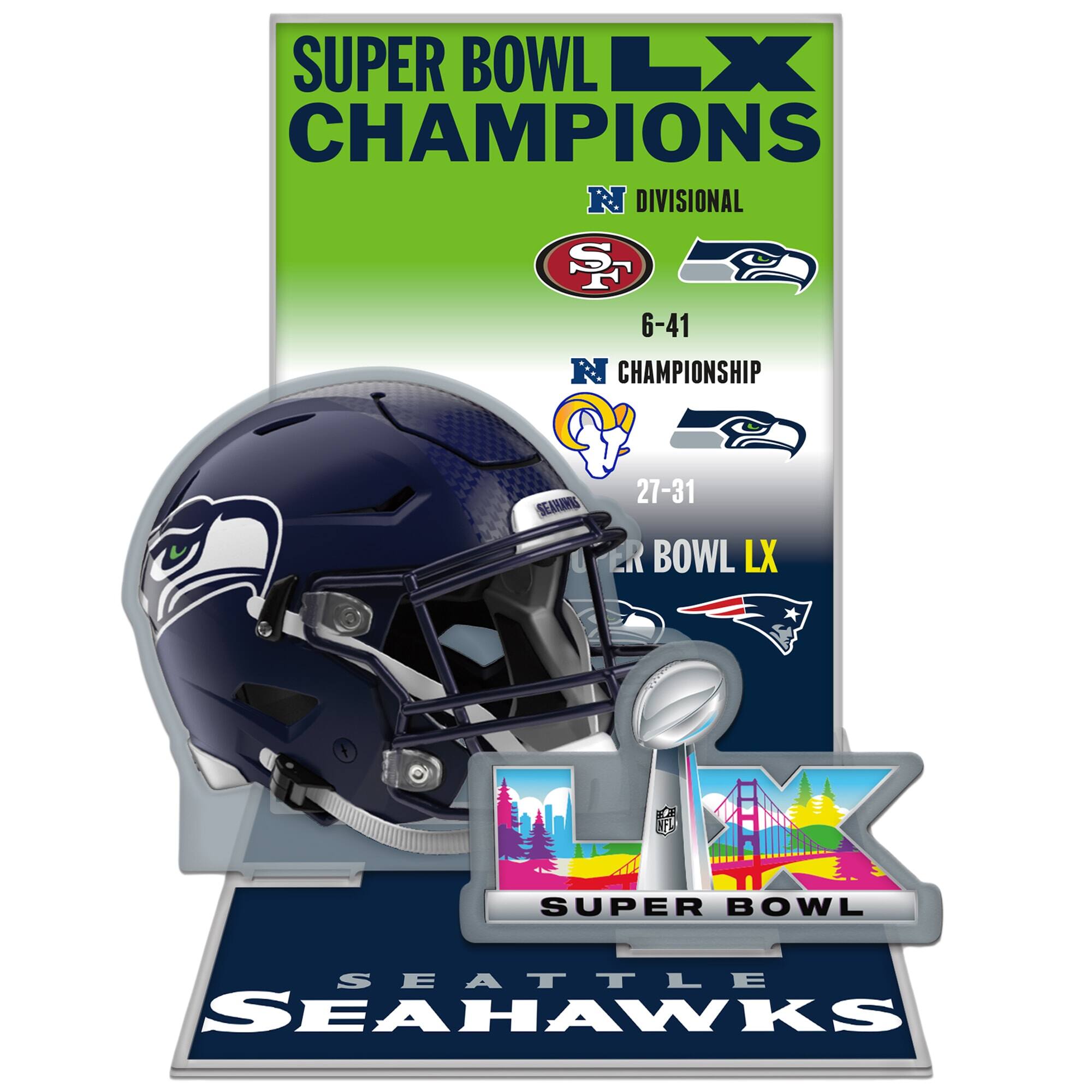 Seattle Seahawks Super Bowl LX Champions 3D Collector Stand