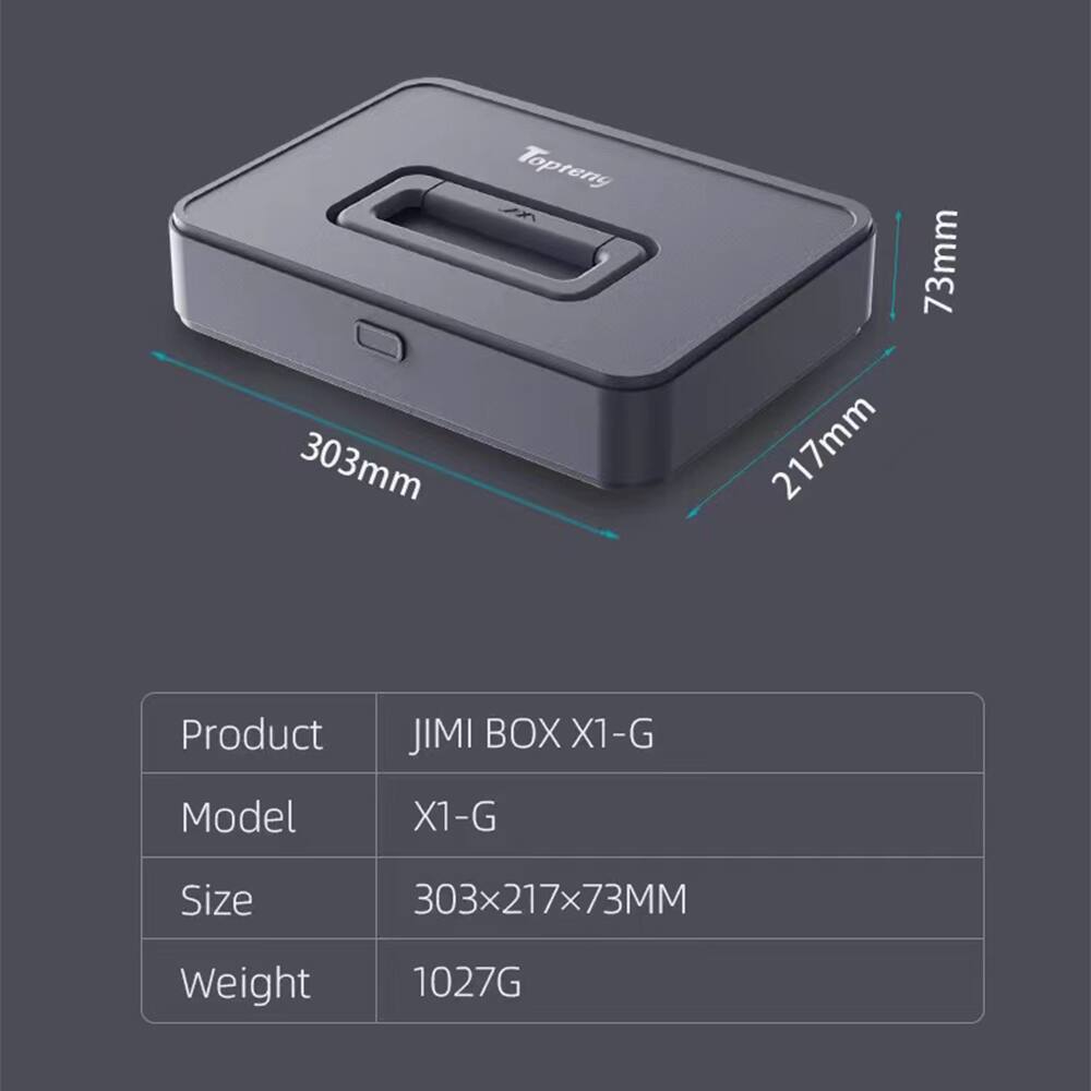 Product: JIMI BOX X1-G  
Model: X1-G  
Size: 303x217x73MM  
Weight: 1027G
