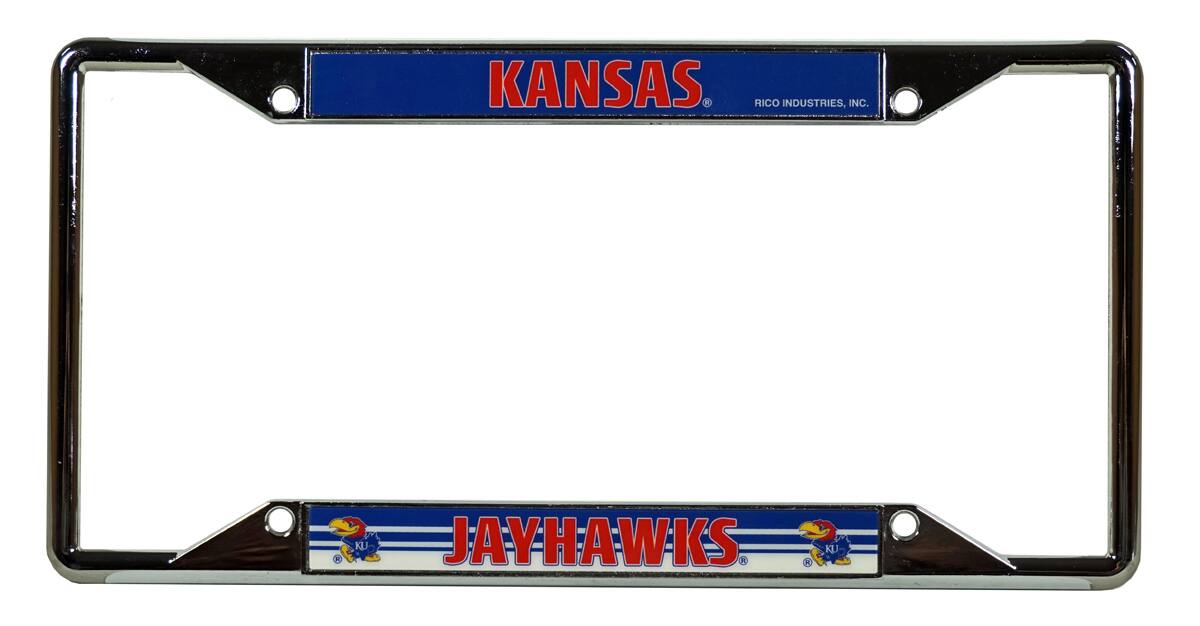 Kansas Jayhawks Chrome Four Corner View License Plate Frame