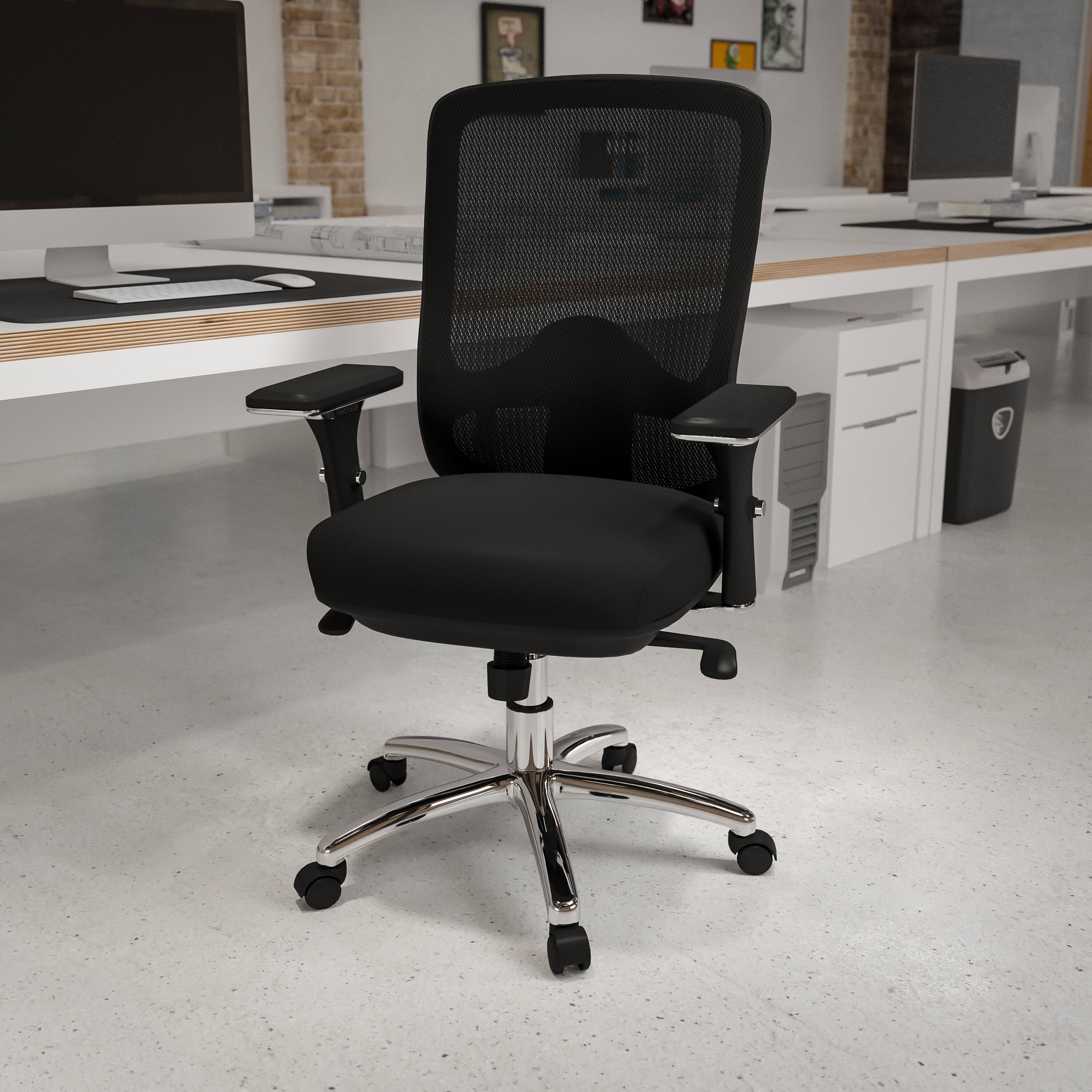 Alt View 1. Emma + Oliver - 24/7 Intensive Use Big & Tall 350 lb. Rated Mesh Multifunction Swivel Ergonomic Office Chair with Synchro-Tilt - Black.