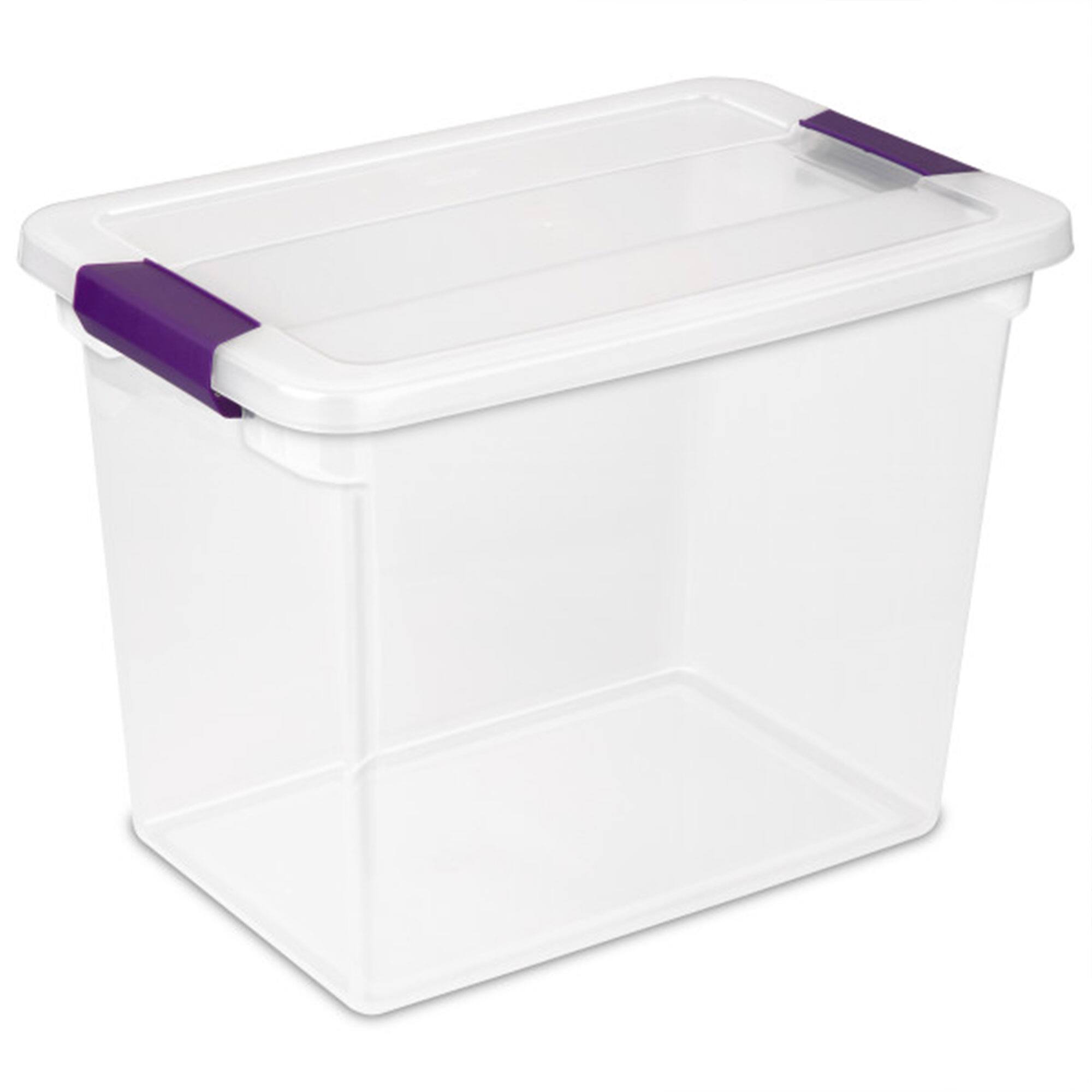 Front. Sterilite - Sterilite 27 Qt ClearView Latch Storage Stackable Bin with Latching Lid, 18 Pack.