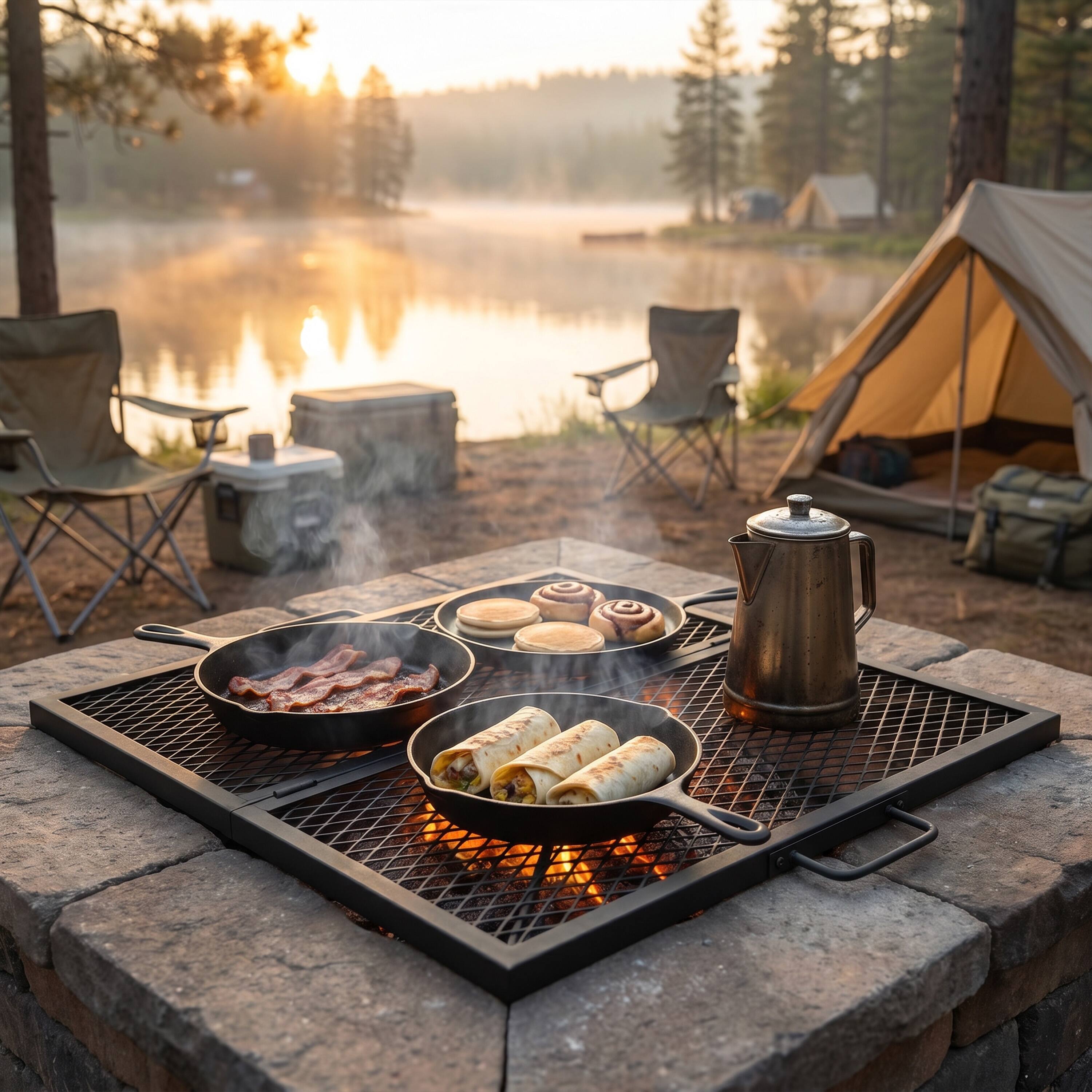 Alt View 10. Sunnydaze - Folding Black Steel Square Fire Grate - 30 in - Black.