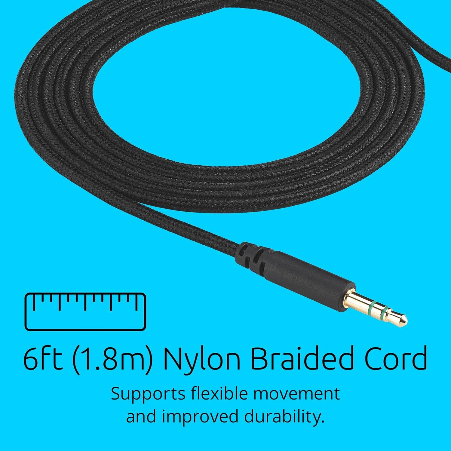 6ft (1.8m) Nylon Braided Cord  
Supports flexible movement and improved durability.
