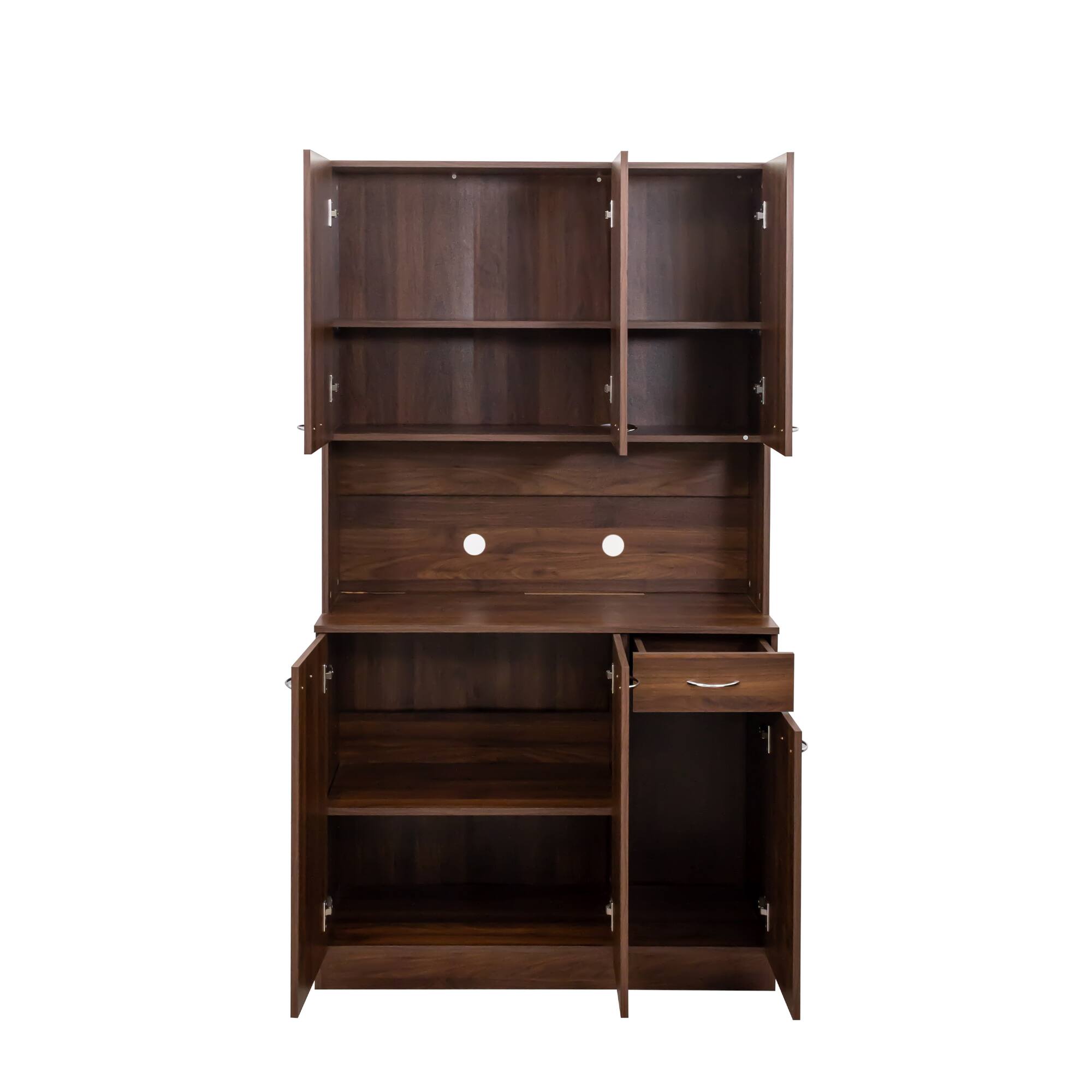 Alt View 1. Dexmalle - Dexmalle-70.87" Tall Kitchen Storage Cabinet with Microwave Stand-Walnut - Walnut.