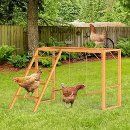Oumilen - Table-shaped Chicken Play Stand with Single Ladder & Dual Hanging Swings - Yellow