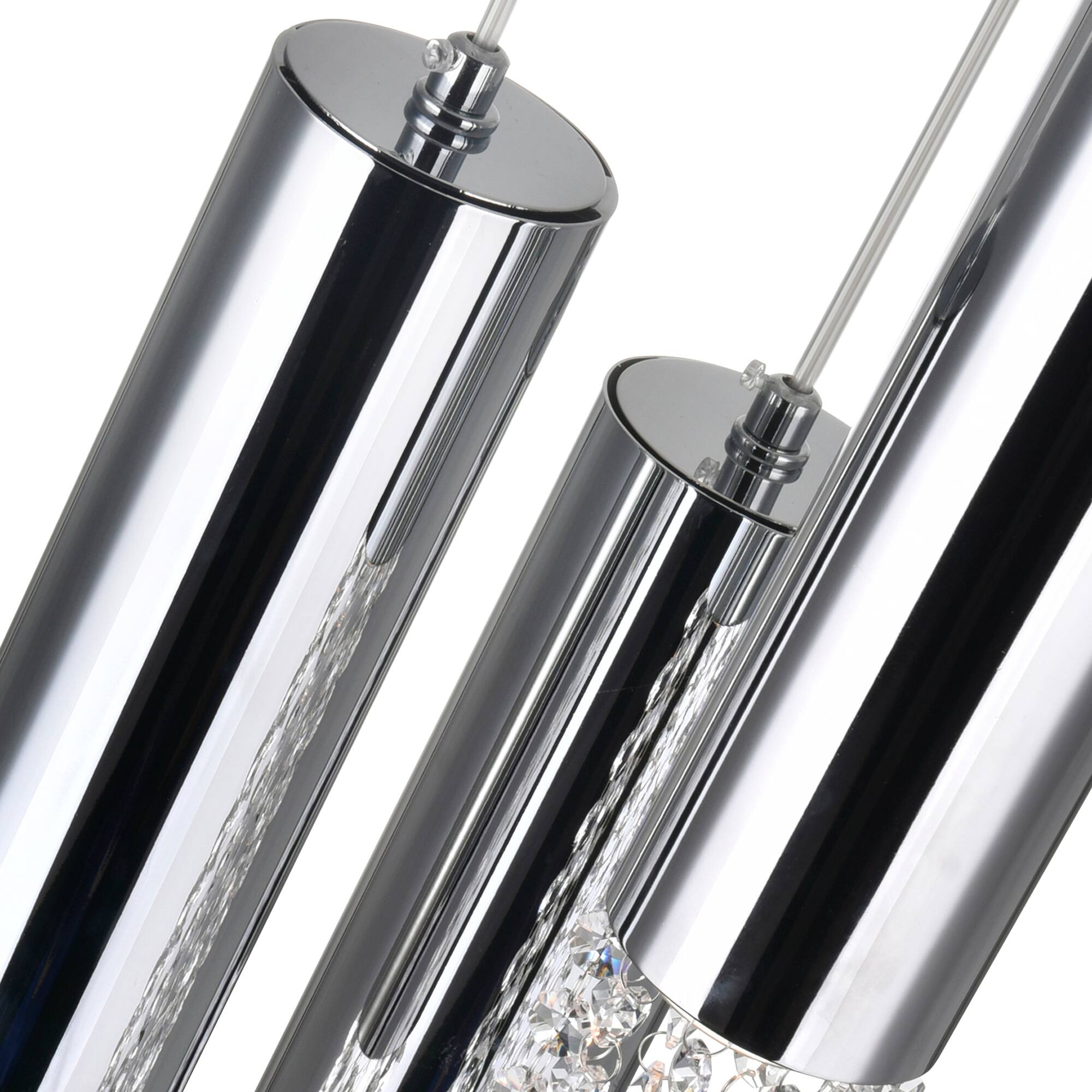 Left. CWI Lighting - Extended 9 Light Multi Light Pendant With Chrome Finish - Chrome.
