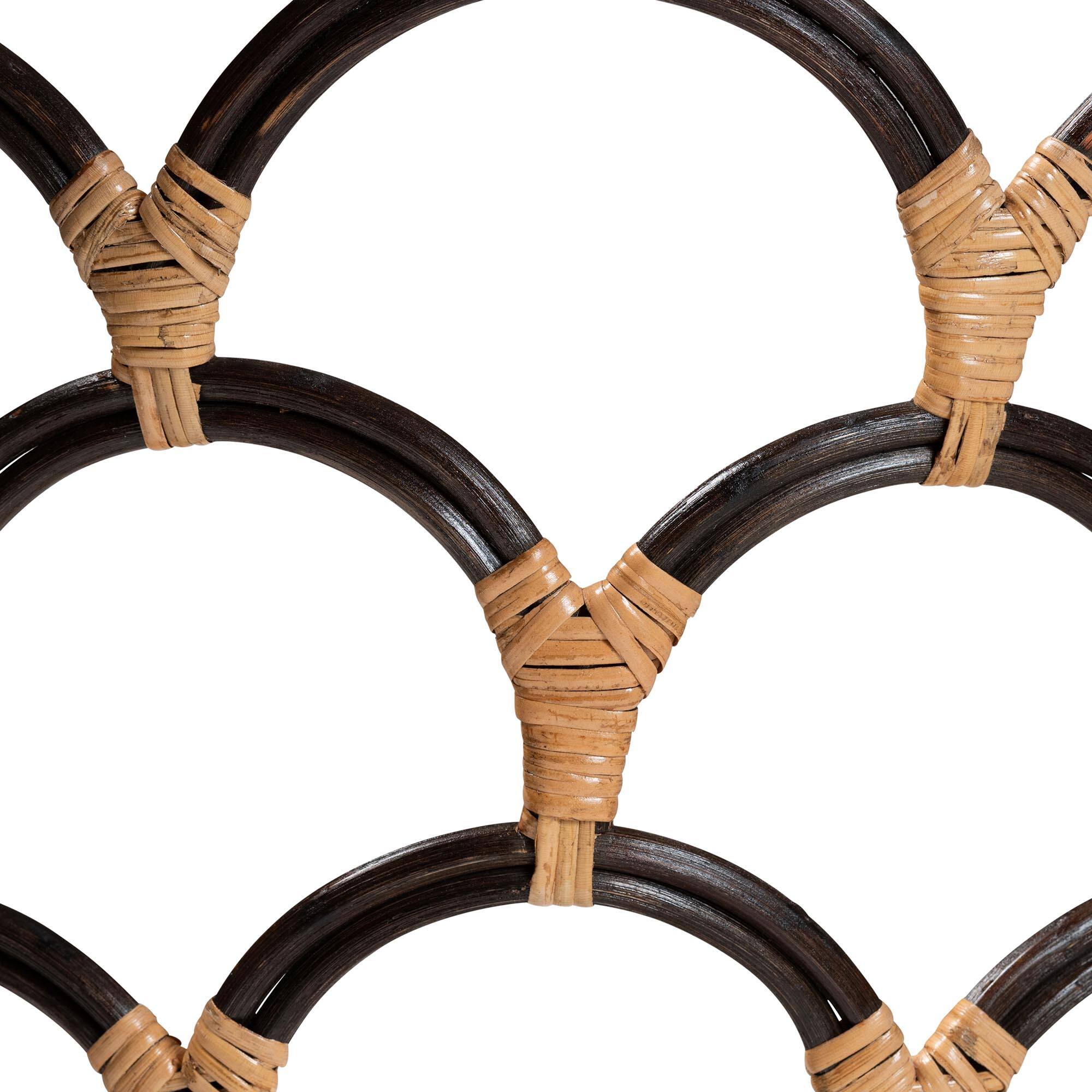 Alt View 3. bali & pari - Veneto Natural Rattan Counter Stool with Scalloped Back - Light Honey/Dark Brown.