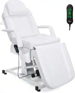 Winado - Fully Electric Salon Facial Bed Multi-Purpose Massage Tattoo Chair with Electric Adjustable Height & Backrest for Beauty - White