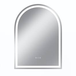 Boyel Living - 26 x 36 in Rectangle Aluminum Frame Arched Mirror with Front Light and Anti-Distortion Glass