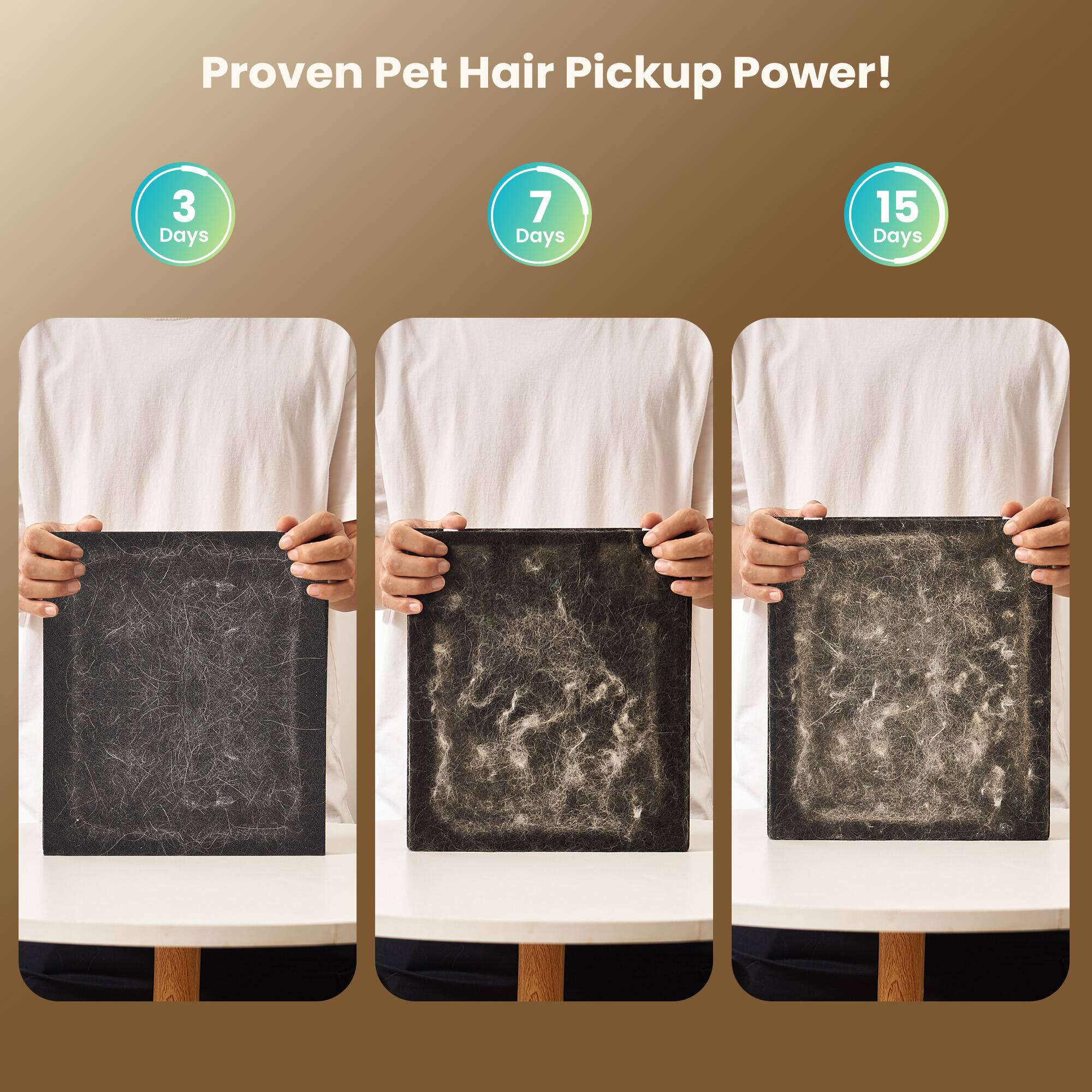 Proven Pet Hair Pickup Power!  
3 Days  
7 Days  
15 Days