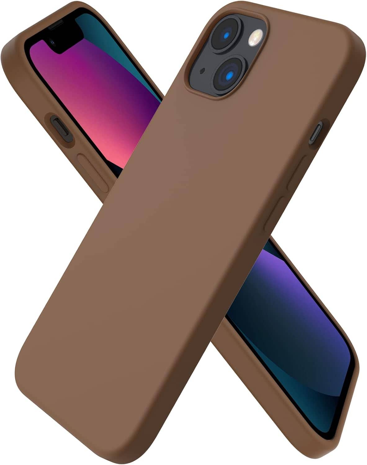 Front. Ornarto - ORNARTO Compatible with iPhone 13 Case 6.1", Slim Liquid Silicone 3 Layers Full Covered Cover-Brown - Brown.